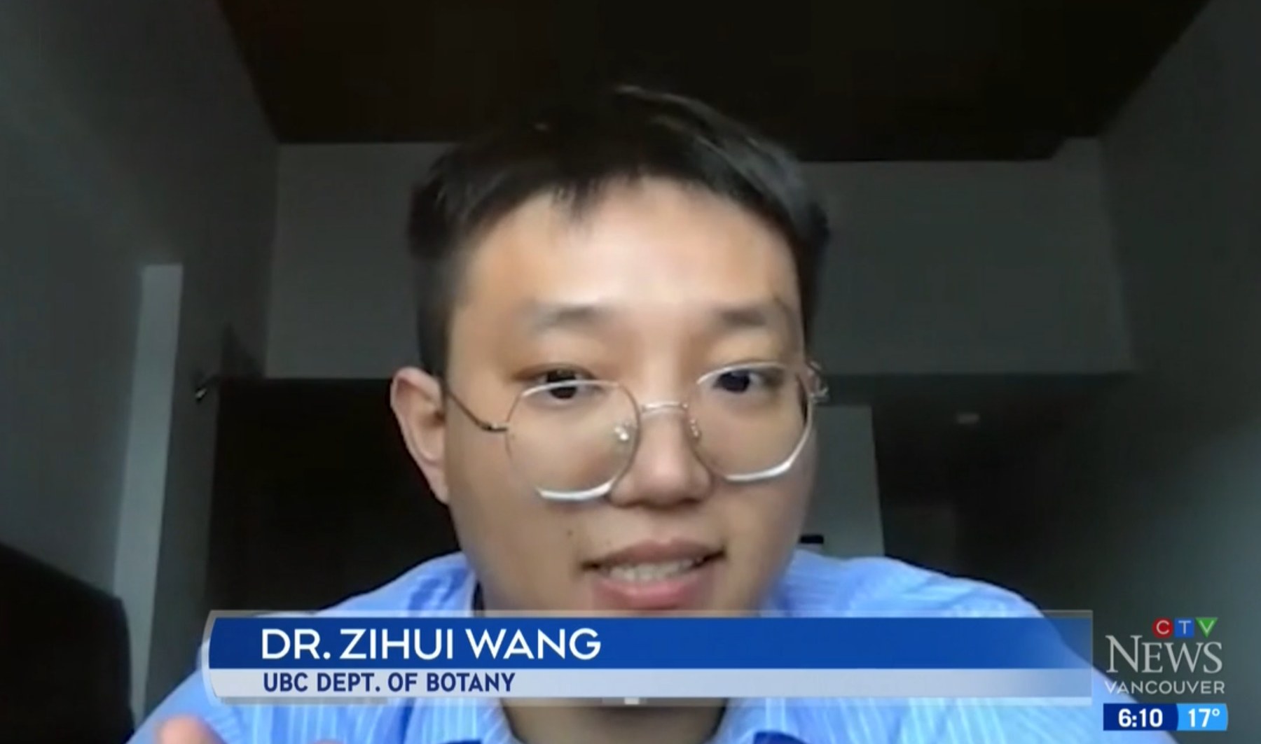 Zihui Wang speaking with CTV News Vancouver